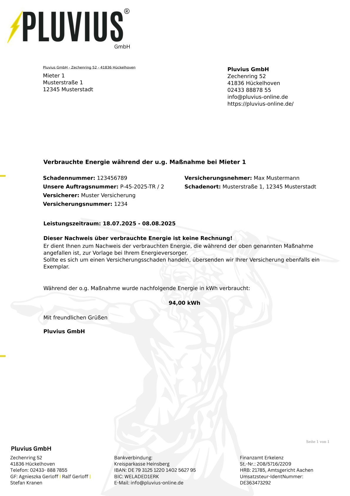 PDF-Vorlage: Einzelverbrauch Standard