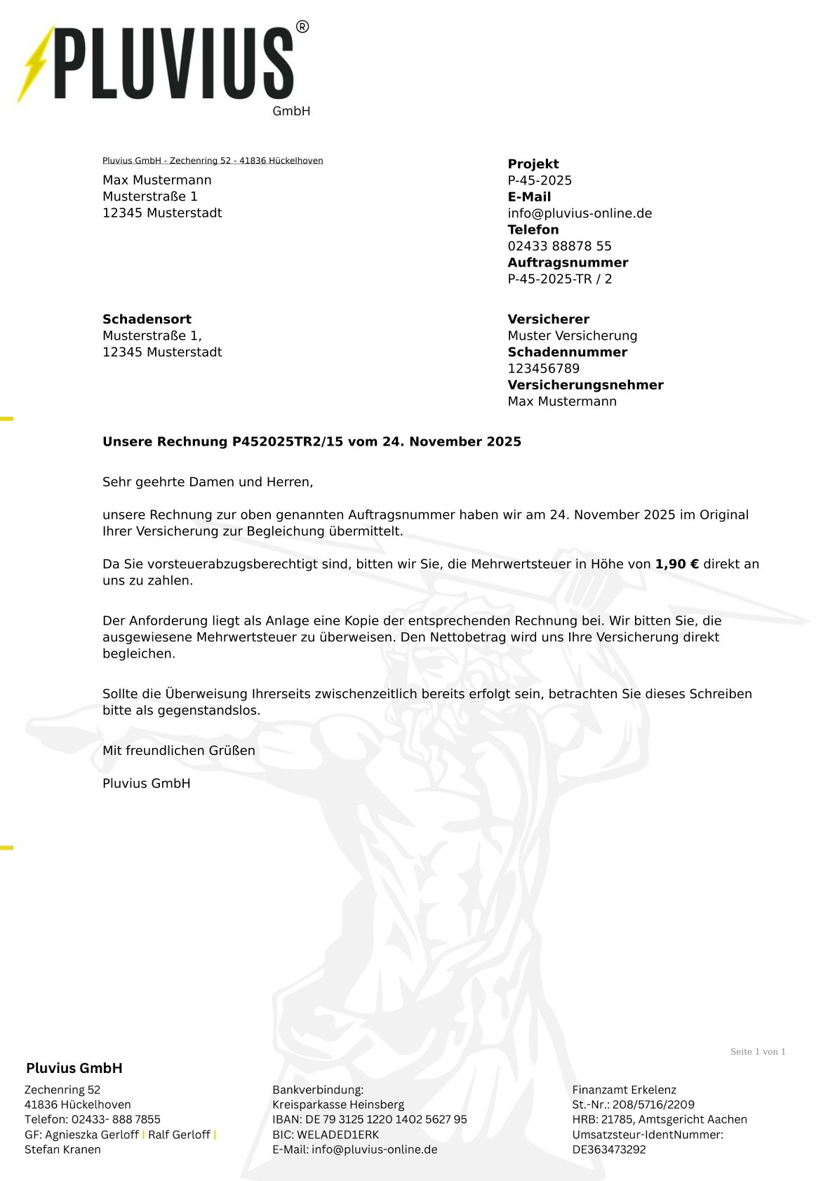 PDF-Vorlage: Mwst Projektkopf kompakt