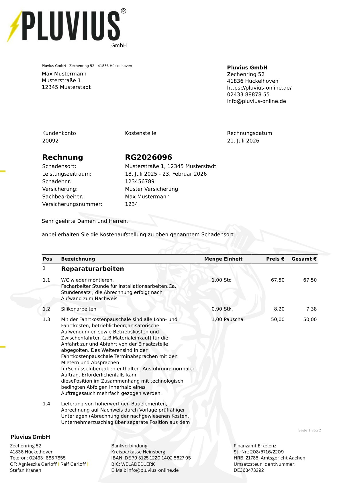 PDF-Vorlage: Rechnung Standard